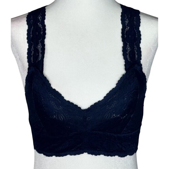 NWOT Intimately FREE PEOPLE Lace Bralette Bra Small Dark Gray Galloon Racerback - Picture 2 of 8